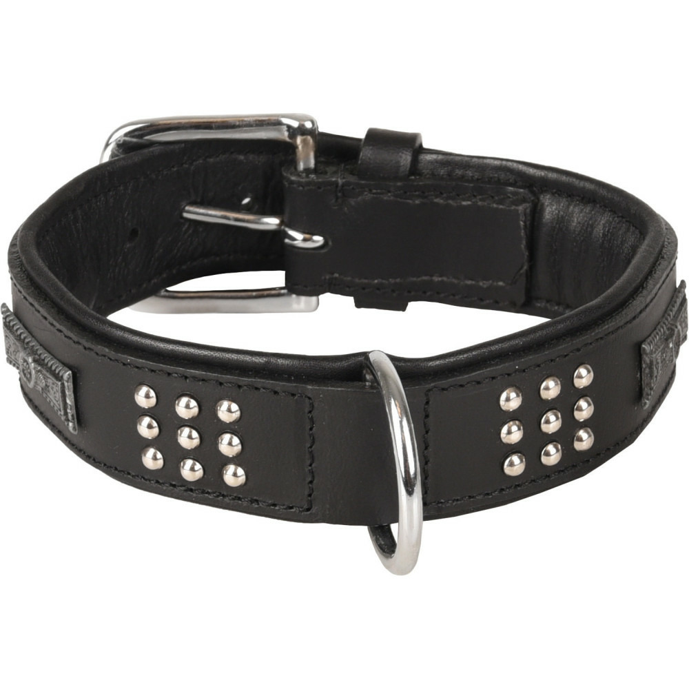 Collier cuir sedona noir taille m 34-40 cm pour chien.