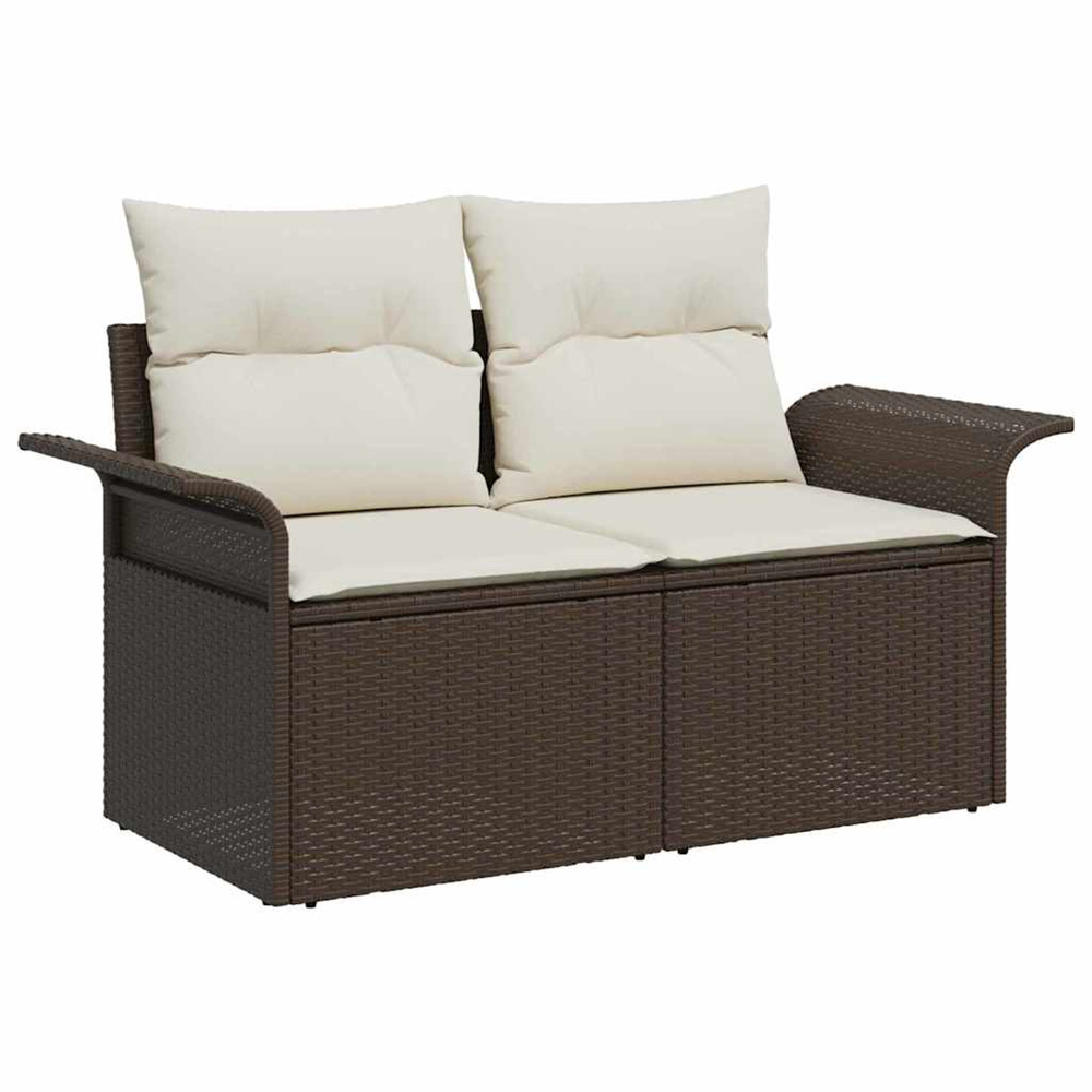 Canapé de jardin avec coussin marron 141 x 62 x 69 cm polyrotin