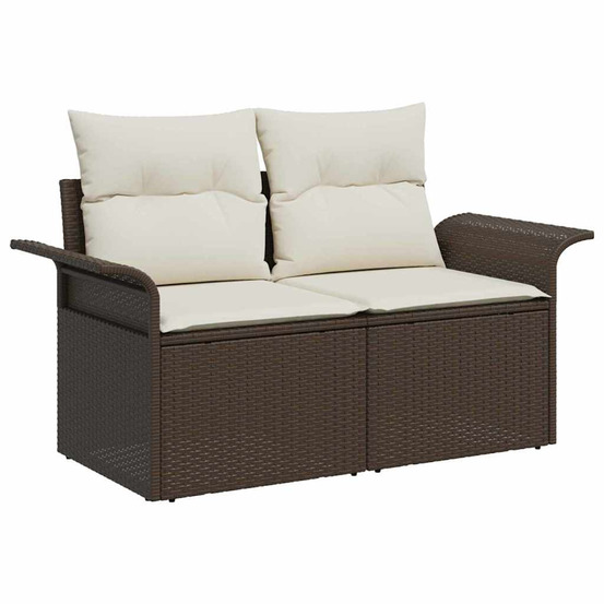 Canapé de jardin avec coussin marron 141 x 62 x 69 cm polyrotin