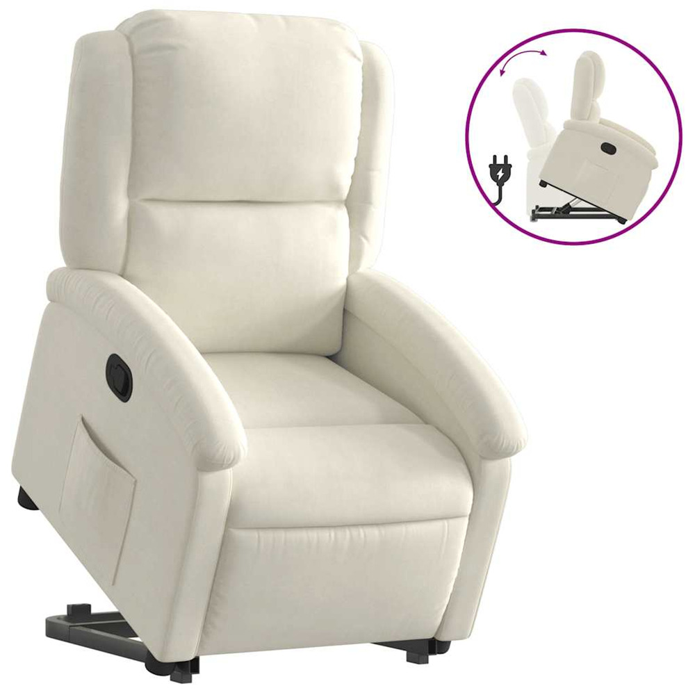 Fauteuil inclinable crème velours