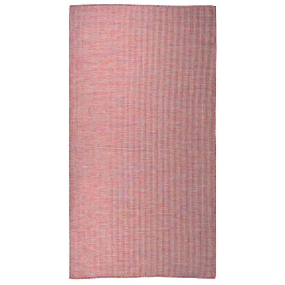 Tapis à tissage plat d'extérieur 80x150 cm rouge