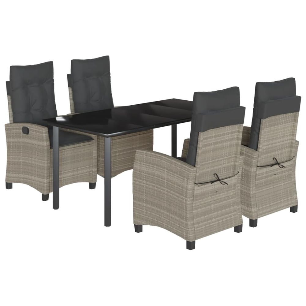 Ensemble à manger de jardin et coussins 5 pcs gris clair rotin