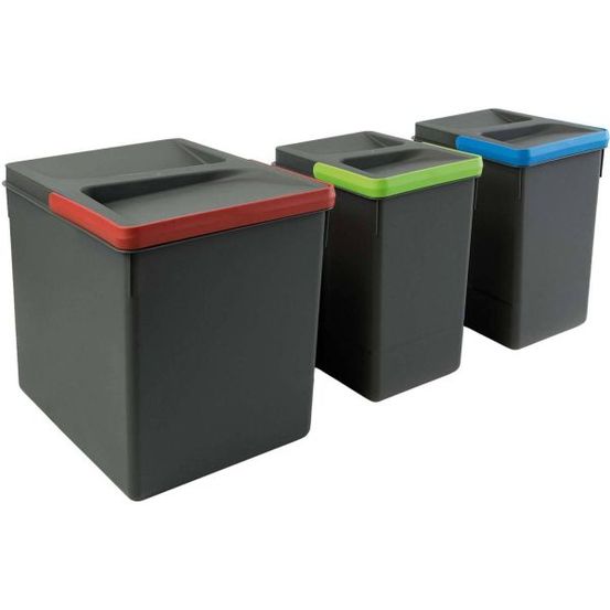 Bacs de tri pour tiroir de cuisine recycle 2 bacs de 7 litres et 1 bac de 15 lit