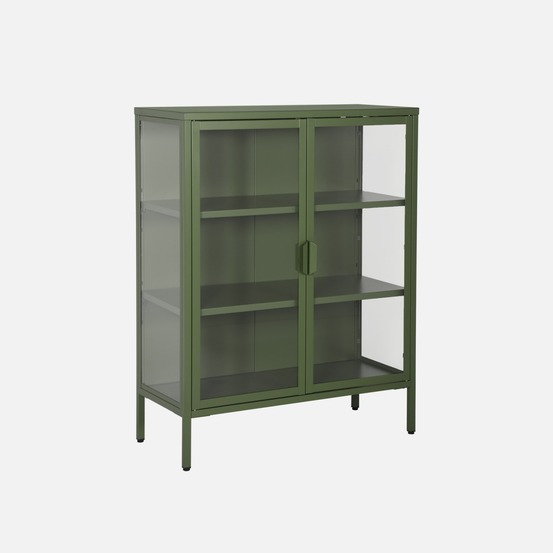 Armoire vitrine acier et verre trempé 2 portes 80cm - arkansas