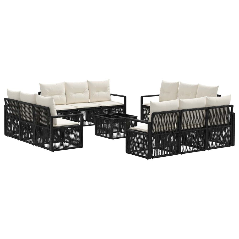 Ensemble de canapé de jardin 13 pc noir polyrotin