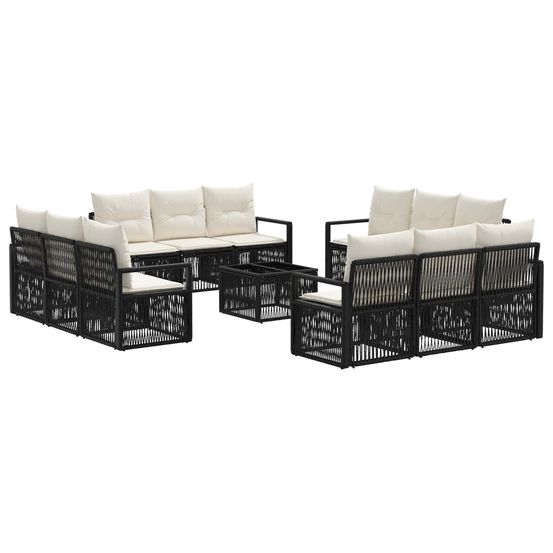 Ensemble de canapé de jardin 13 pc noir polyrotin
