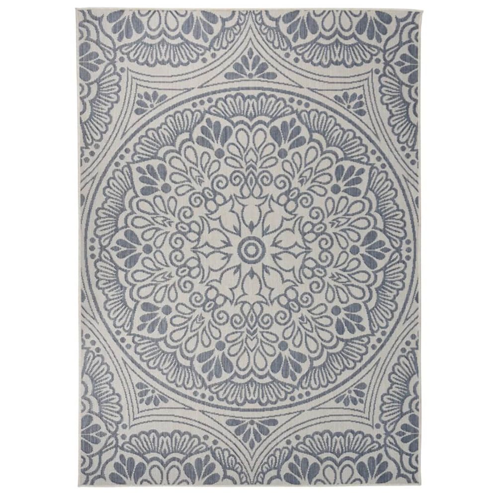 Tapis à tissage plat d'extérieur 200x280 cm motif bleu