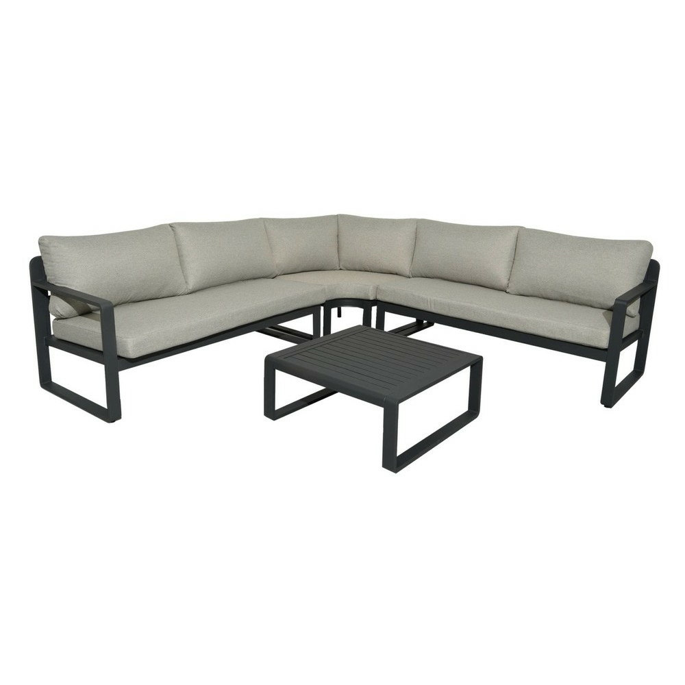 Ensemble salon d'angle de jardin mojito graphite (méridiennes d/g + angle + 1 table basse)