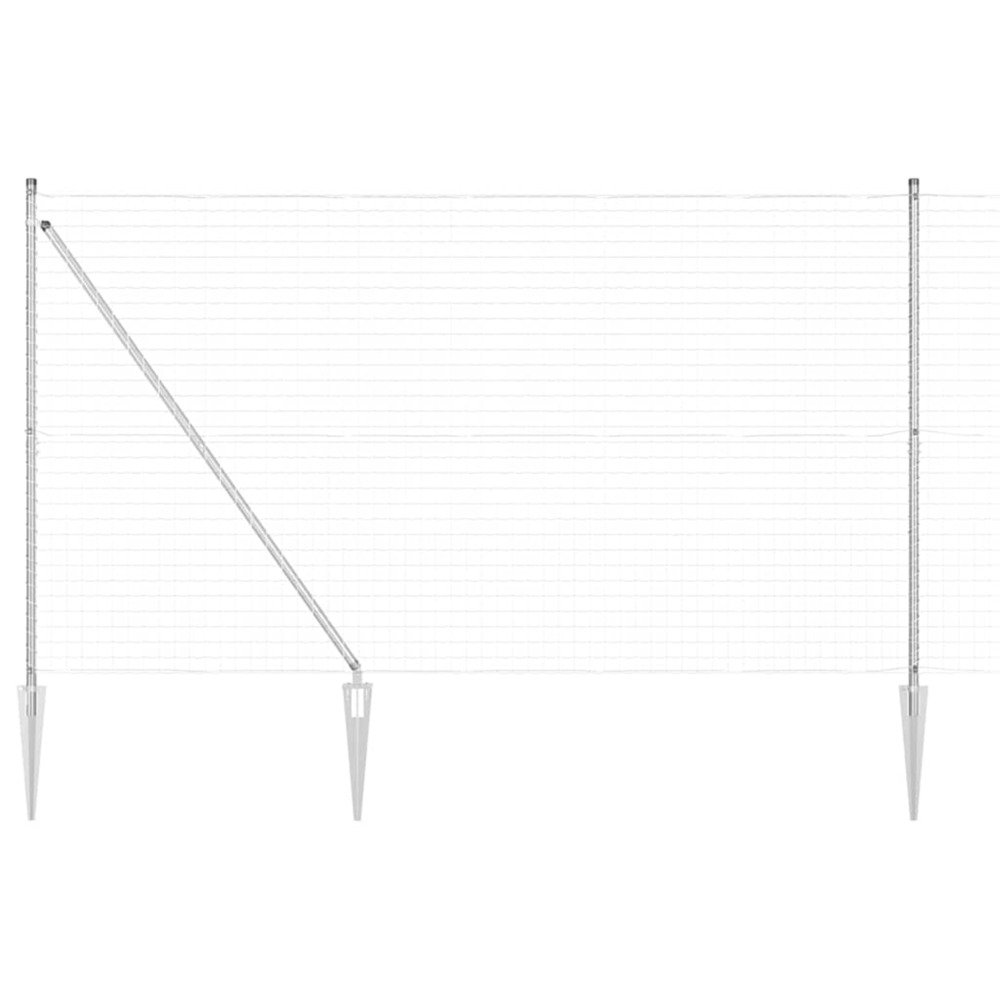 Clôture avec poteau argenté 1,5 x 10 m acier