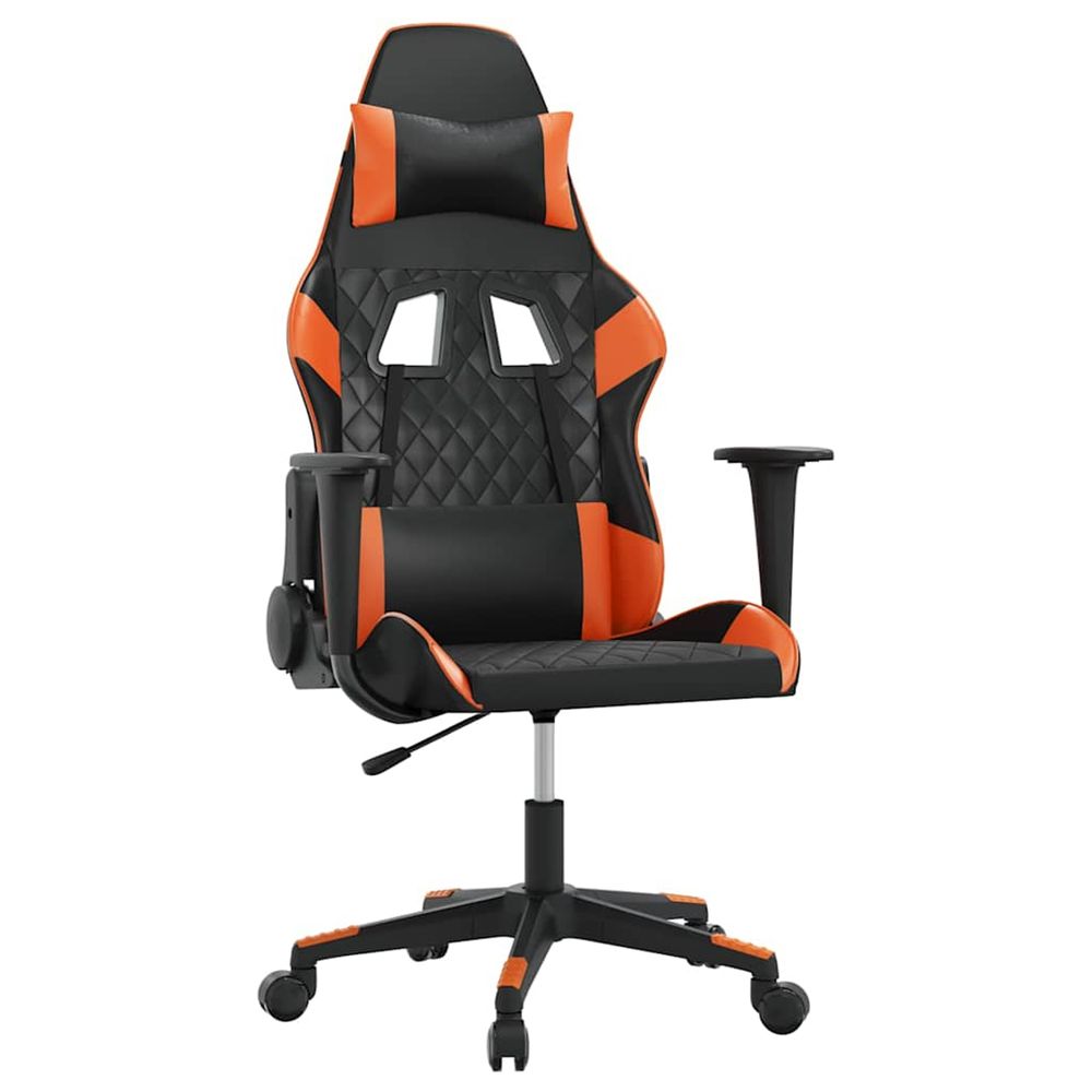 Chaise de jeu de massage noir et orange similicuir