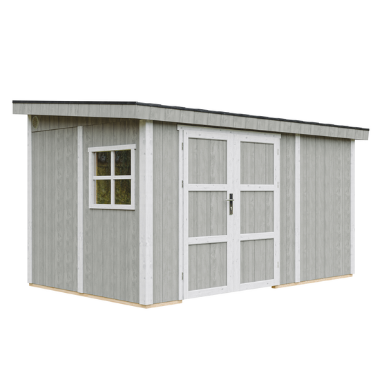 Abri de jardin qualité premium 8,68 m² - h231x248x412 cm - sans plancher e paroi latérale - timbela m939b-tundra grey