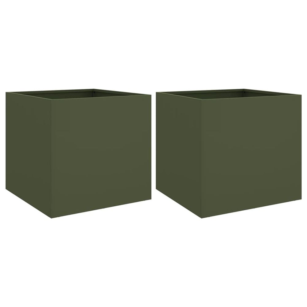 Jardinières 2 pcs vert olive 49x47x46 cm acier