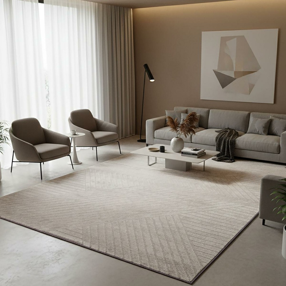 Tapis salon 200x290 lyn9 cernan beige, tapis ton sur ton moderne