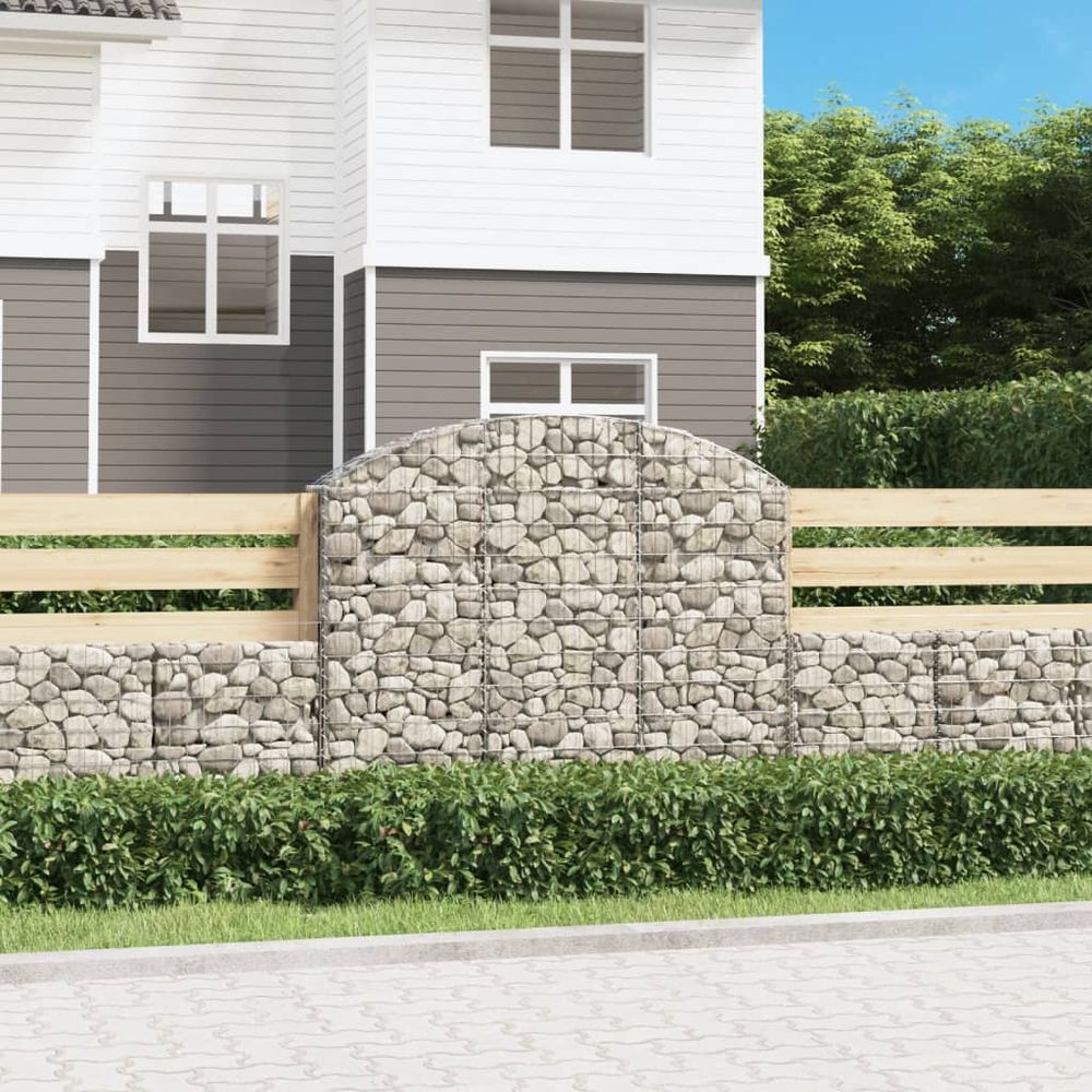 Panier gabion arqué acier jardin barrière décorative argent 150cm