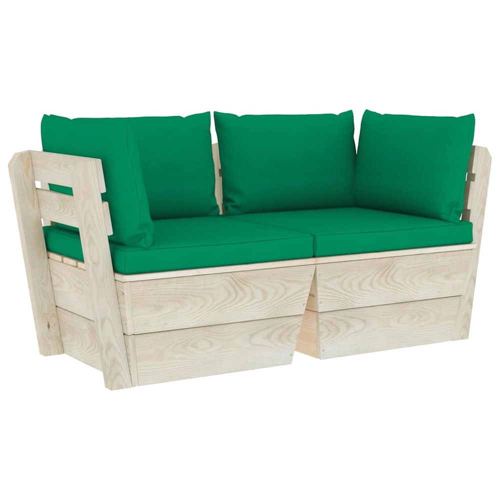 Canapé palette à 2 places de jardin avec coussins bois d'épicéa