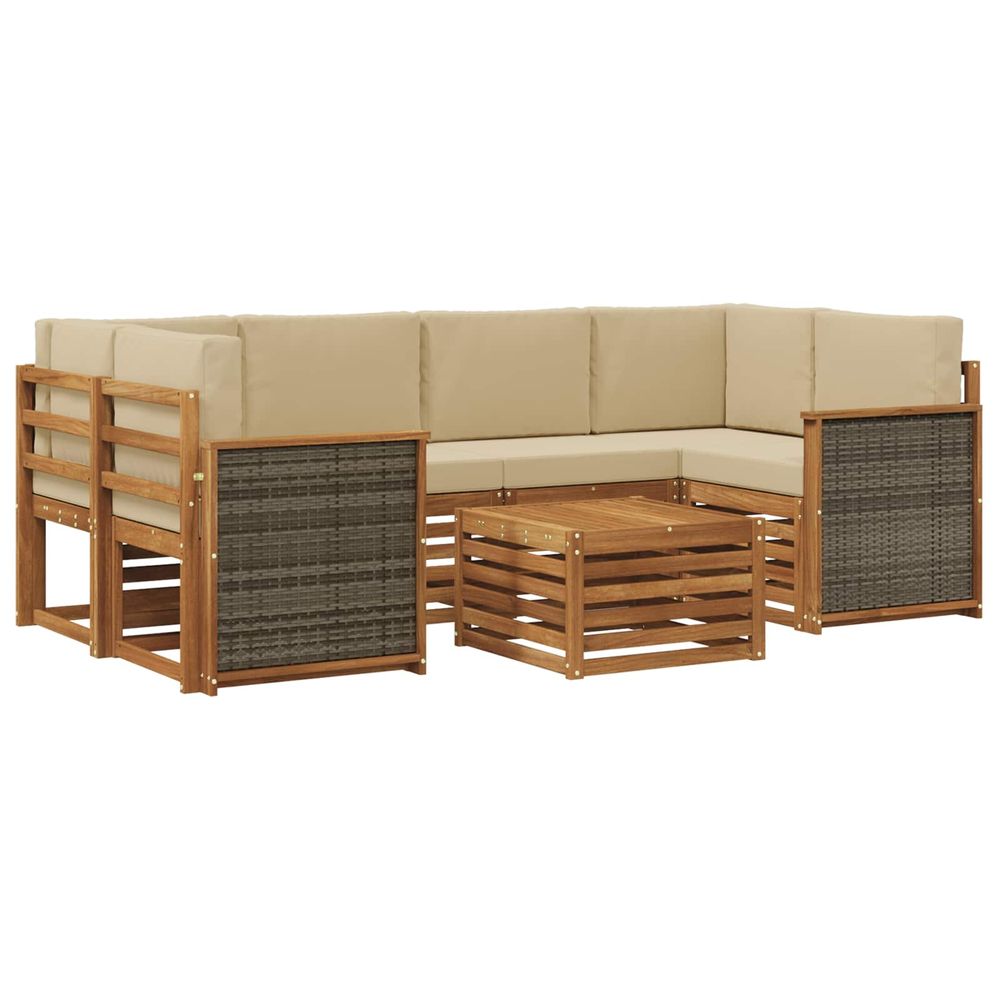 Ensemble de canapés d'extérieur 7 pc naturel et beige