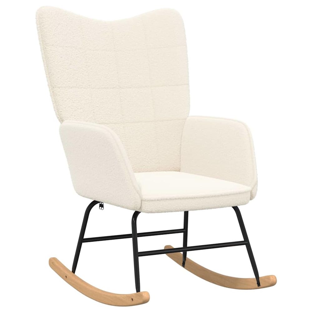 Chaise à bascule crème tissu sherpa