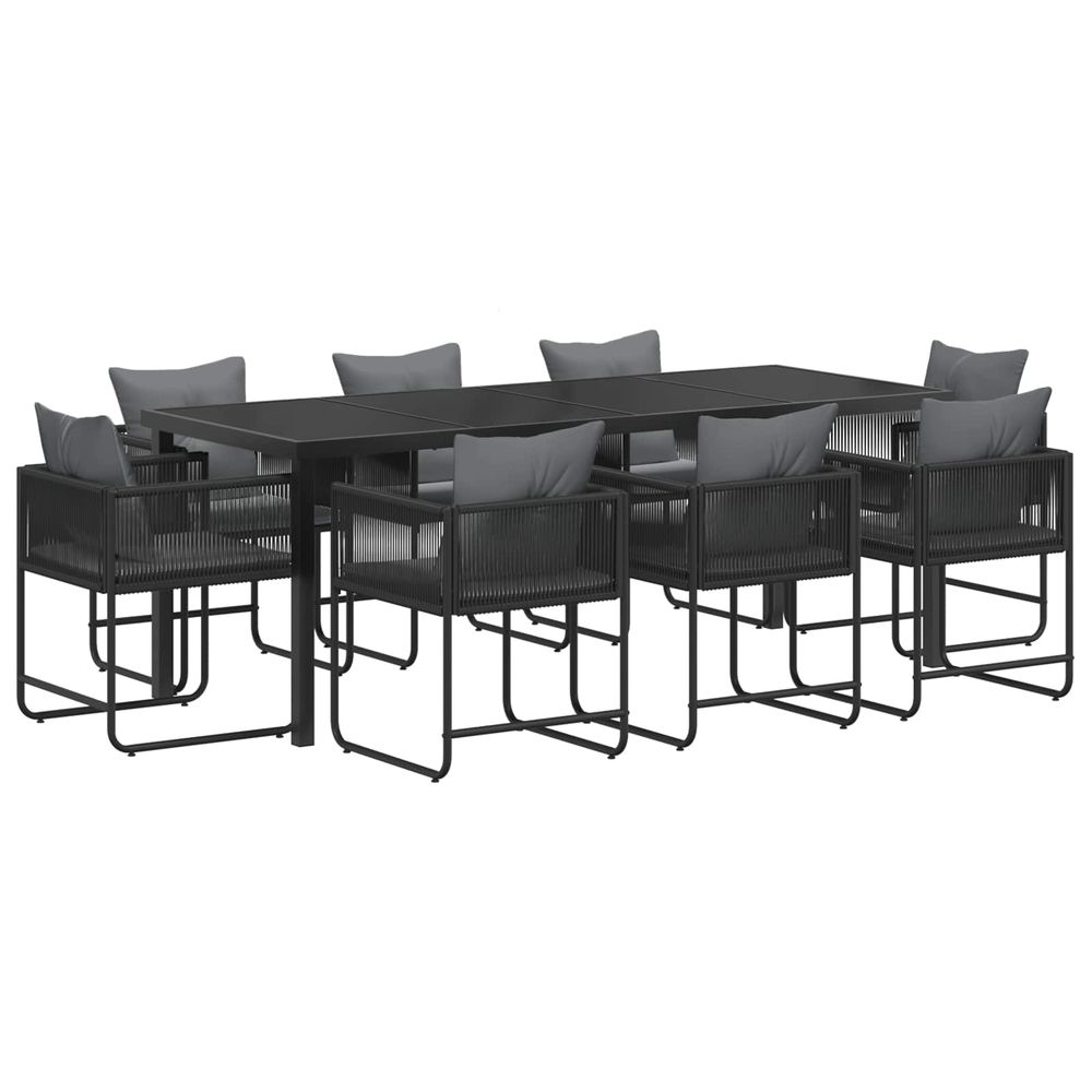 Ensemble de salle à manger pour jardin 9 pc noir et anthracite