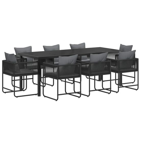 Ensemble de salle à manger pour jardin 9 pc noir et anthracite