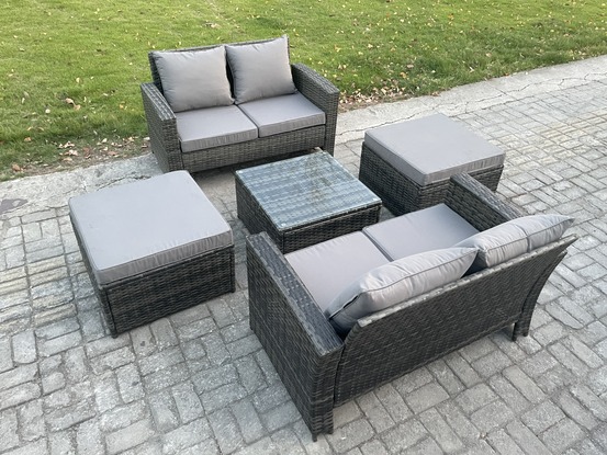 Ensemble de meubles de jardin en rotin ave 5 pièce ensemble de canapé en rotin ave 2 grand tabouret