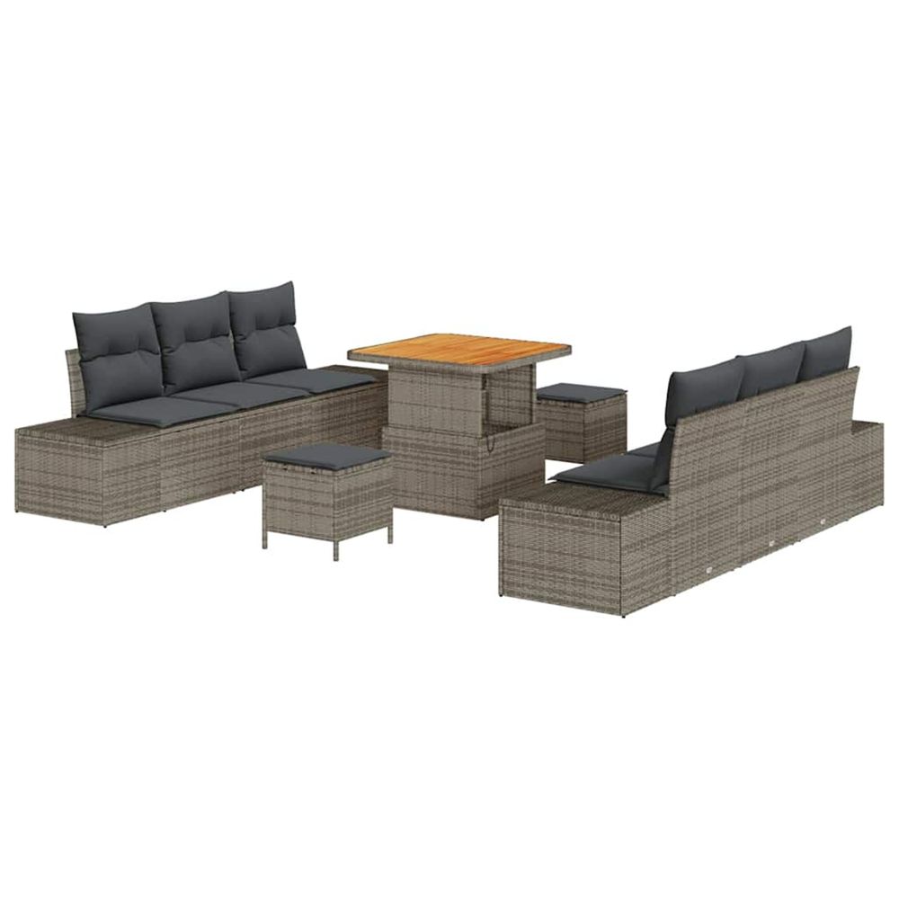 Ensemble de canapé de jardin 9 pc gris polyrotin