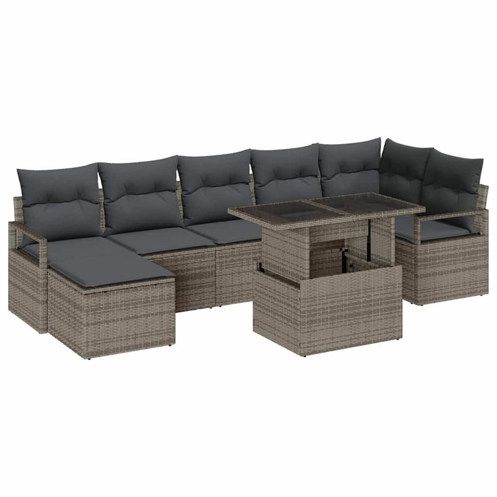 Ensemble de canapé de jardin 8 pc gris poly rotin