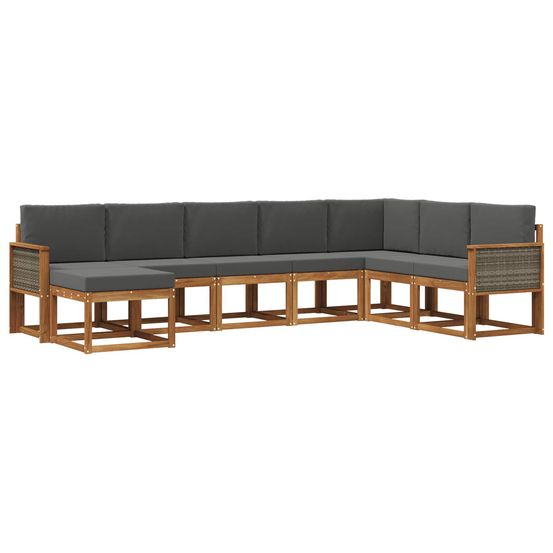 Ensemble de canapés d'extérieur 8 pc naturel et anthracite