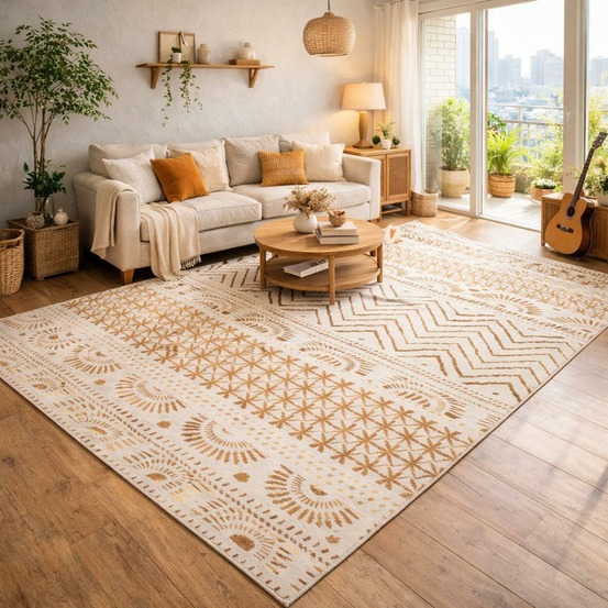 Tapis berbère 80x150 tissé motif ethnic lyn1 orienvag crème
