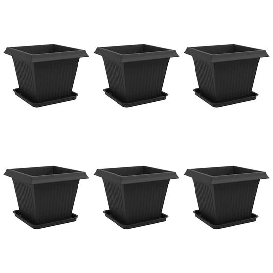 Pots de plantes 6 pc noir plastique