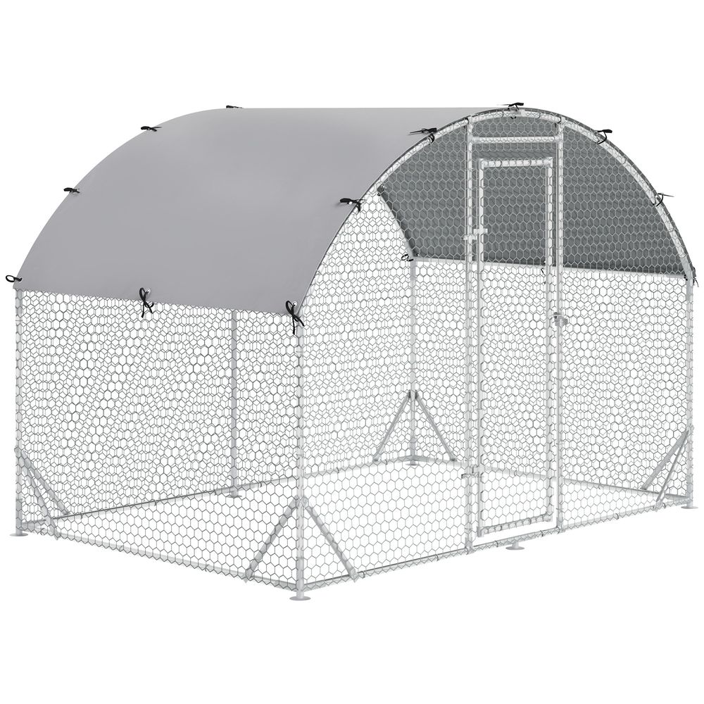 Enclos poulailler acier extérieur protection bâche anti-uv 280x190x197cm argent