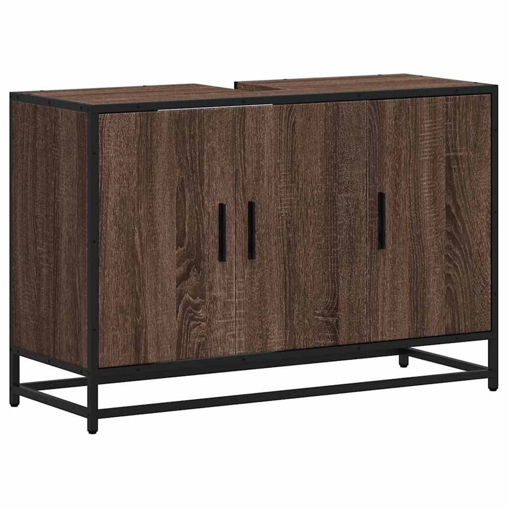 Armoire de lavabo de salle de bain chêne marron 90x33x60 cm