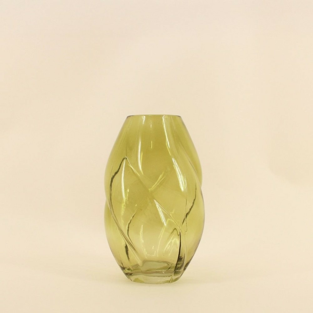 Vase en verre alvéolé vert, h22cm