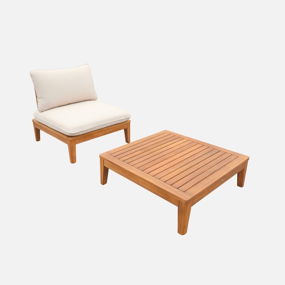 Fauteuil de jardin avec table basse bois d'acacia - yona