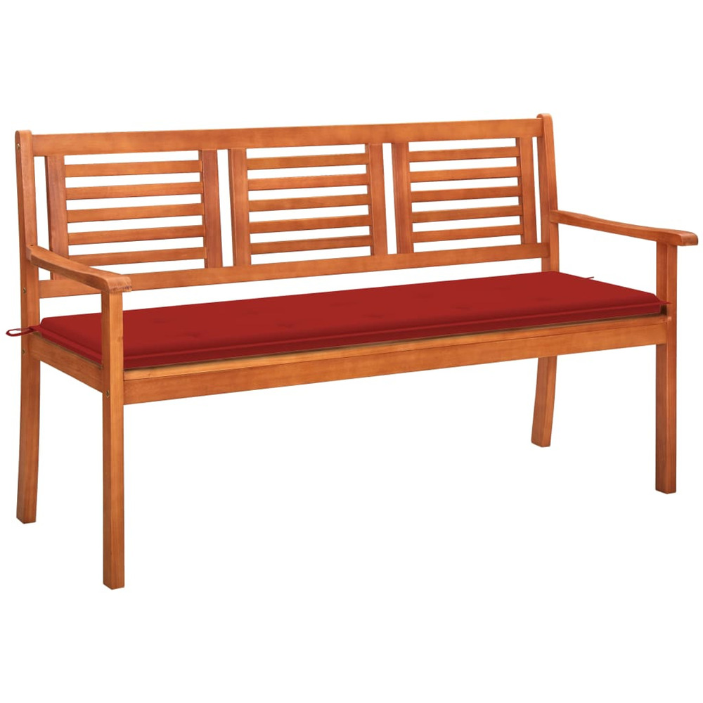 Banc de jardin 3 places avec coussin 150 cm bois d'eucalyptus