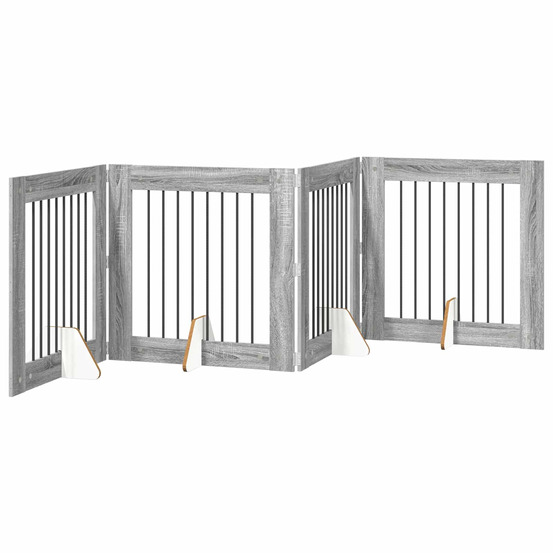 Porte de chien pliable avec supports 4 pcs sonoma gris 321 cm