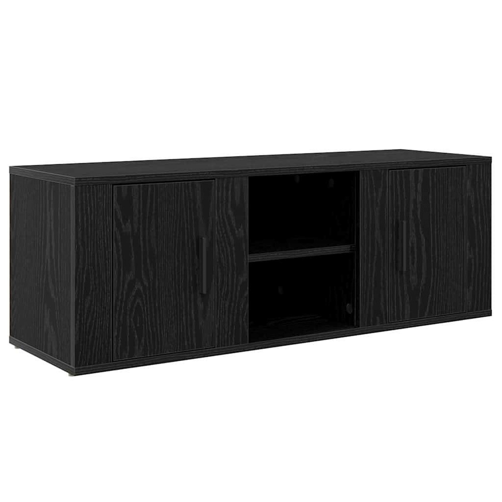 Meuble tv chêne noir 100 x 31,5 x 35 cm bois d'ingénierie