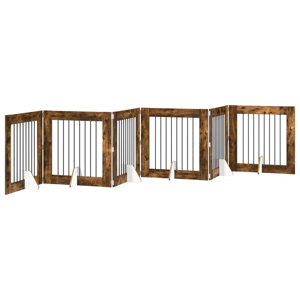Porte de chien pliable avec supports 6 pc chêne fumé 482 cm