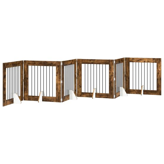Porte de chien pliable avec supports 6 pc chêne fumé 482 cm