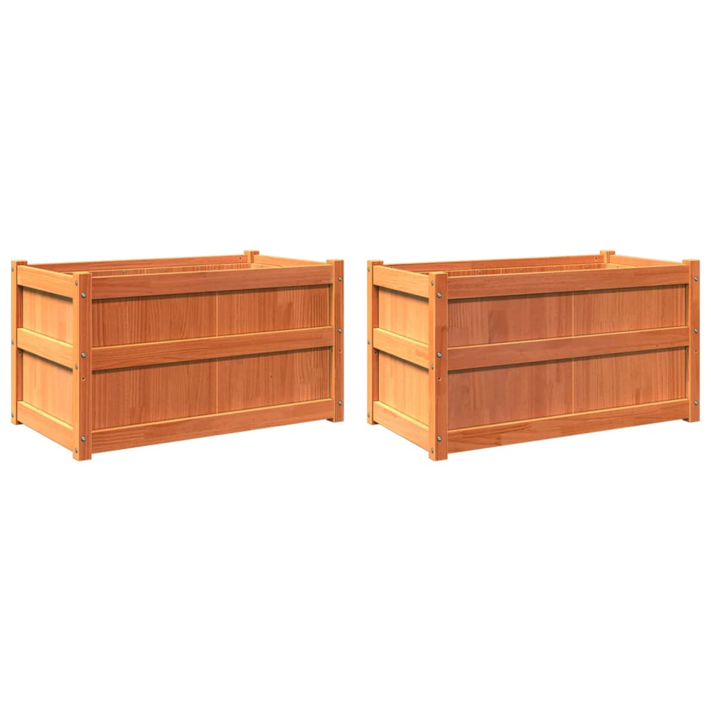 Jardinière d'extérieurs 2 pcs cire marron bois de pin massif