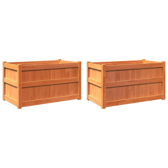 Jardinière d'extérieurs 2 pcs cire marron bois de pin massif