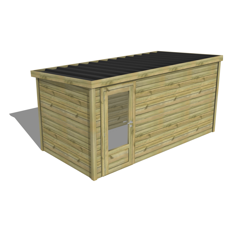 Abri de jardin bois pin traité autoclave 27mm - essentiel - 4,34x2,14m / 9m2 - bac acier - abri français