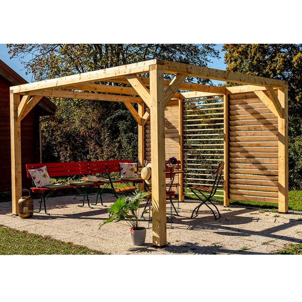 Pergola bioclimatique 10.57m² bois naturel - vt3431v