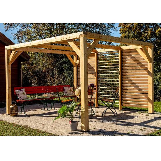 Pergola bioclimatique 10.57m² bois naturel - vt3431v
