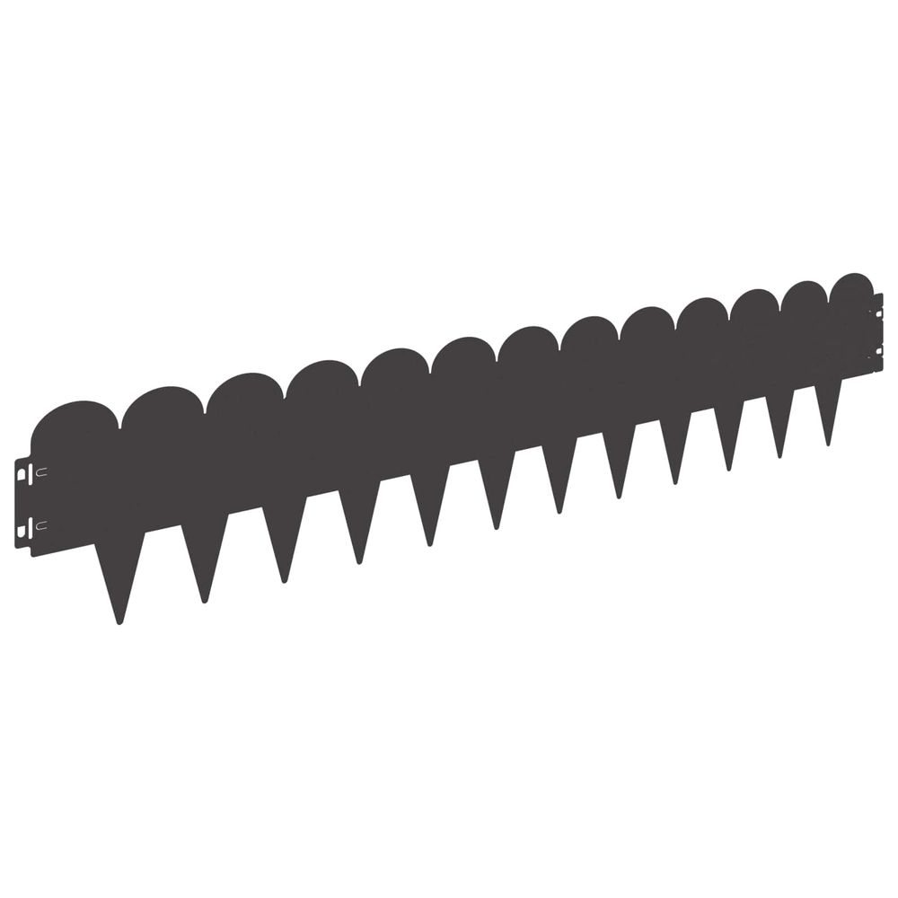Bordure de pelouse à dessus pointu et arrondi 10 pc 103 x 20 cm