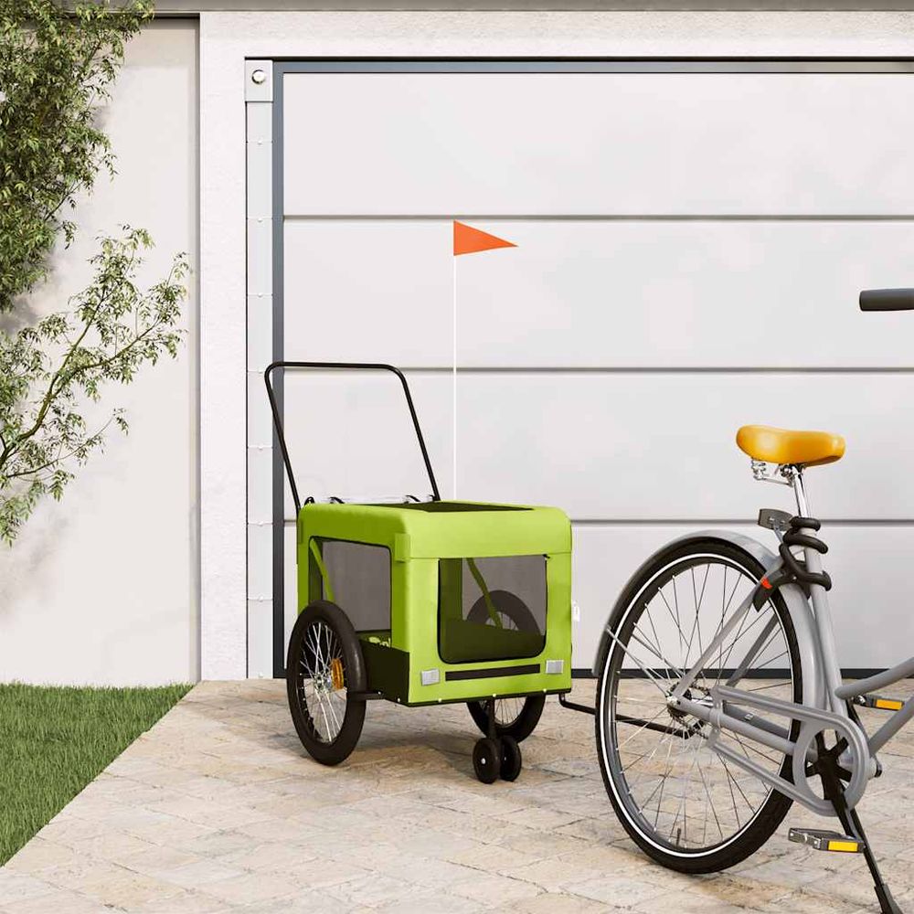 Remorque vélo chien 45kg poussette 2-en-1 pour voyage vert