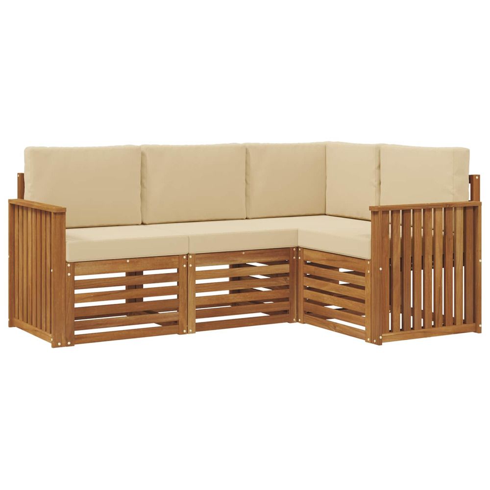 Ensemble de canapés d'extérieur 4 pc naturel et beige polyester