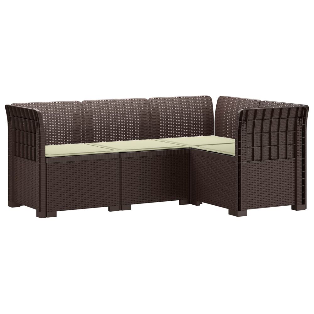 Canapé de jardin 4 places avec coussins aspect rotin pp marron