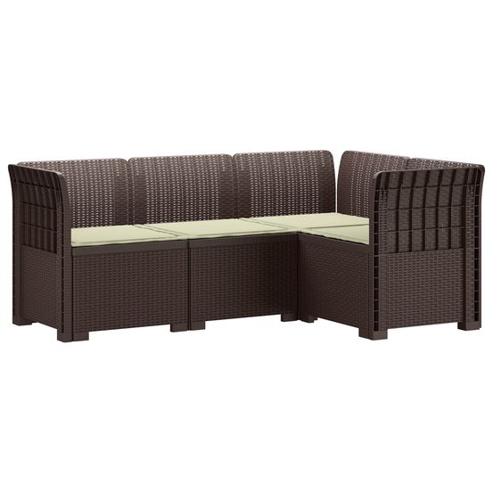Canapé de jardin 4 places avec coussins aspect rotin pp marron