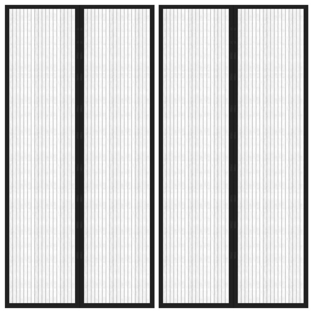 Rideaux de porte anti-insectes 2 pcs et aimants noir 220x100 cm