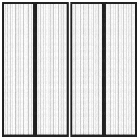 Rideaux de porte anti-insectes 2 pcs et aimants noir 220x100 cm